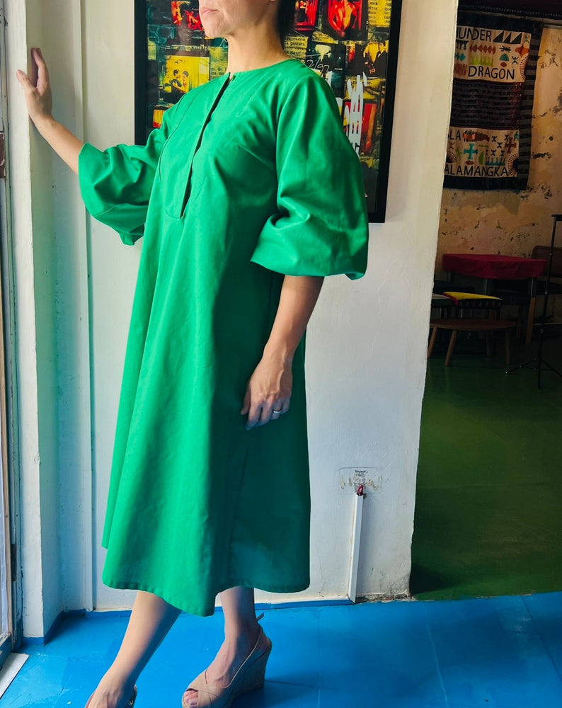 Bubble Sleeve Dress in Green