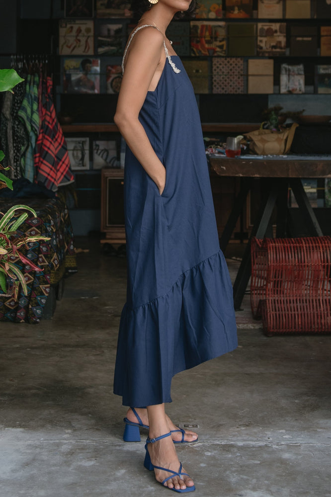 Passement Dress in Navy Blue